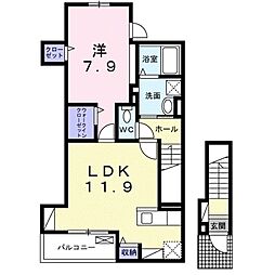 シャルマンフルール1 1LDKの間取図画像