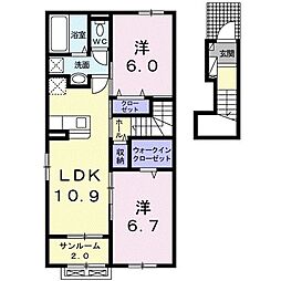 ユートピア1 2LDKの間取図画像