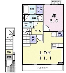 プリムローズ北日吉2 1LDKの間取図画像