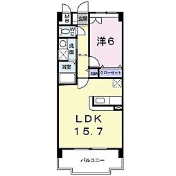 サングリアル 1LDKの間取図画像