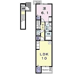 ユーフォリア 2階1LDKの間取り