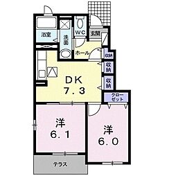 ヴェルデ・コッリーナ1 2DKの間取図画像