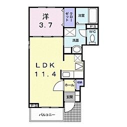 アヴェニール岩出2 1LDKの間取図画像