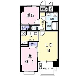 グランデスカイ空港南 2LDKの間取図画像