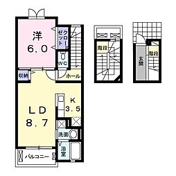 アドラブール城栄 1LDKの間取図画像