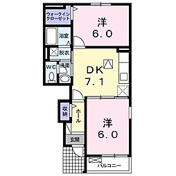 メゾンアリエス 2DKの間取図画像
