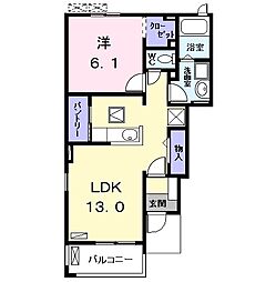 ラヴァーズ　Ｅ 1階1LDKの間取り