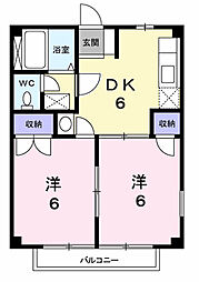 ニューシティビスティア 2DKの間取図画像