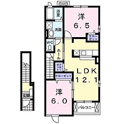 フレスクーラI 2階2LDKの間取り
