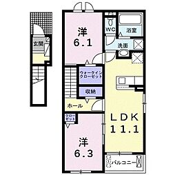 ブルーム舞　II 2階2LDKの間取り