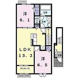 リサイア　Ａ 2階2LDKの間取り