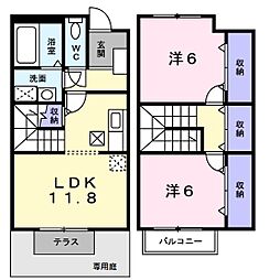 ヴィラシャルマンC 2LDKの間取図画像