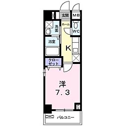ベルヴィル代々木公園 4階1Kの間取り