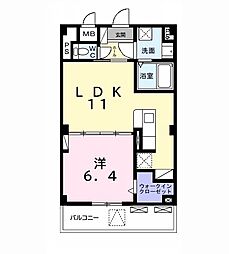 アルエット 1LDKの間取図画像