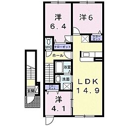 コリーヌ1 3LDKの間取図画像