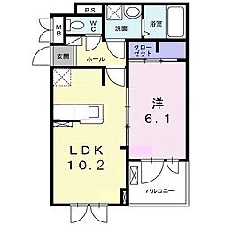 フォレストヒルキャトル 1LDKの間取図画像