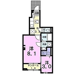 カーサフィオーレ 2Kの間取図画像