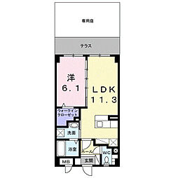グレイスパグーロJ 1LDKの間取図画像