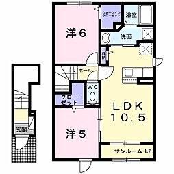 コースト・アベニュー　II 2階2LDKの間取り