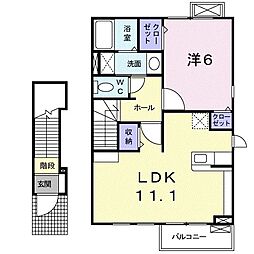 グランツハイラント 1LDKの間取図画像