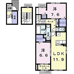 リヴィエールベルジュ2 2LDKの間取図画像