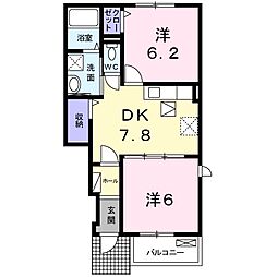 グランツ・ブルーメNK 2DKの間取図画像
