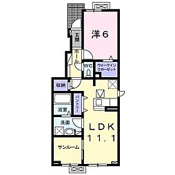 アプローチ1 1LDKの間取図画像