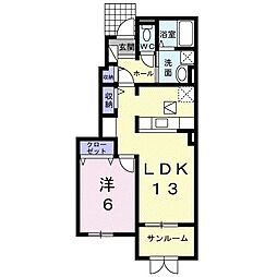 モンテロッソアルマーレC 1LDKの間取図画像