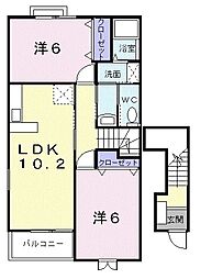 メゾン・ボヌールB 2LDKの間取図画像