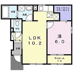 ボニートIII 1階1LDKの間取り