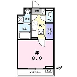 グランツ 2階1Kの間取り