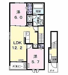 チェレステ白髭　Ｂ 2階2LDKの間取り