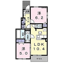メイプルパティオ 2LDKの間取図画像