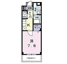 フェリスウラタ 1Kの間取図画像