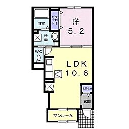 シエロ・ガーデン北島B 1LDKの間取図画像