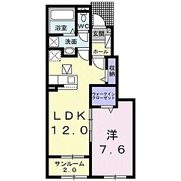 マゼンタ　ローズ　I 1階1LDKの間取り