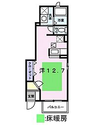 プレセティア 1階ワンルームの間取り