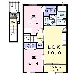 アンピーノ 2LDKの間取図画像