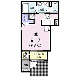 ノイ・リュミエールIII ワンルームの間取図画像