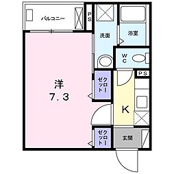 エスケークインテット 1Kの間取図画像