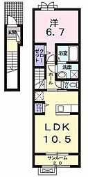 パニエドフルール千歳 1LDKの間取図画像