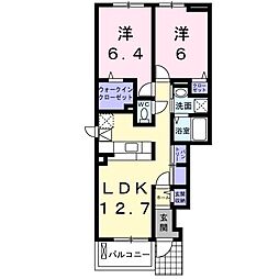 ディアレストC 2LDKの間取図画像