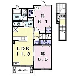 ラ・ルーチェ3 2LDKの間取図画像