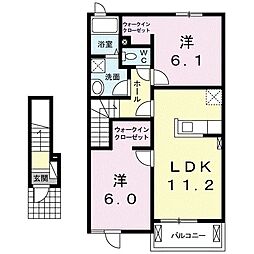 ポラリス二番館 2LDKの間取図画像