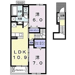 セル　キューブ　Ｂ 2階2LDKの間取り