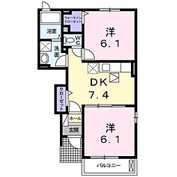 エレガンテ・ブリッサ 2DKの間取図画像