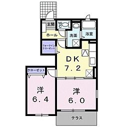 ヒルズ大五D 2DKの間取図画像