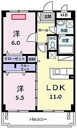 カーサダ・ヴィンチ 2LDKの間取図画像
