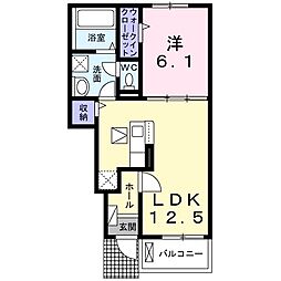 カーサ・ラーナ・ミュー 1LDKの間取図画像