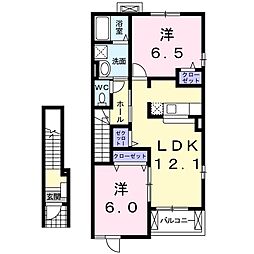 メリディアン・ラピュタ 2LDKの間取図画像